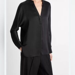 Silk Band-Collar Blouse in
Long Sleeve | Vince small Nordstrom designer
